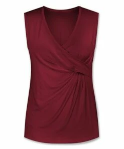 Wholesale ✨ UDEAR Burgundy Side-Gathered Sleeveless Top - 👩 Women ⌛