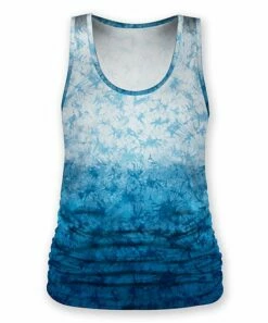Hot Sale 🔔 UDEAR Blue & White Abstract Ruched Scoop-Neck Tank - 👩 Women 👏