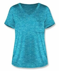 Buy 😀 UDEAR Heather Blue-Green V-Neck Pocket Tee - 👩 Women ⌛