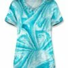 Promo ⭐ UDEAR Blue & White Tie-Dye V-Neck Pocket Tee - 👩 Women 🌟
