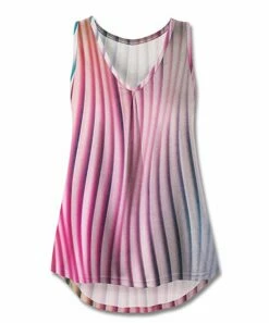 Flash Sale 🔥 UDEAR Pink & Gray Abstract V-Neck Inverted-Pleat Sleeveless Top - 👩 Women 👍