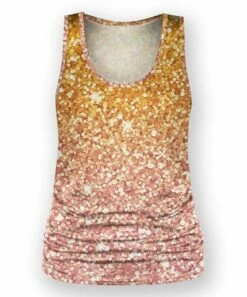 Cheap 🌟 UDEAR Light Orange & Yellow Circle Scoop Neck Ruched Tank - Plus 💯