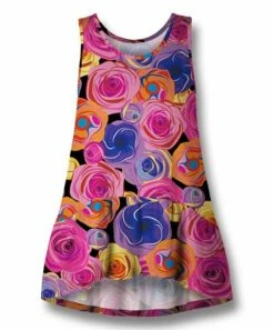 Best Pirce ⌛ UDEAR Pink & Yellow Floral Ruffle-Hem Sleeveless Top - Plus 🤩