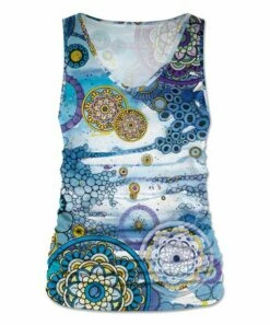 Discount ✨ UDEAR Yellow & White Mandala Abstract Ruched V-Neck Tank - 👩 Women 💯