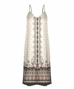 Promo ⭐ UDEAR Beige & Black Abstract Floral Sleeveless Maxi 👗 Dress - 👩 Women 🔔