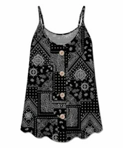 Cheapest ✨ UDEAR Black & White Abstract Scoop Neck Button-Front Tank - 👩 Women ✔️