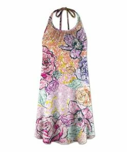 Coupon 🥰 UDEAR Yellow & Pink Floral Halter 👗 Dress - 👩 Women 🛒