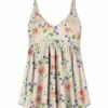 Deals 😀 UDEAR Light Pink & Green Floral Empire-Waist Tank - 👩 Women 💯