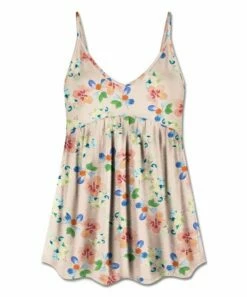 Deals 😀 UDEAR Light Pink & Green Floral Empire-Waist Tank - 👩 Women 💯