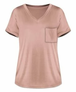 Best Pirce 😉 UDEAR Orange-Pink Chest-Pocket V-Neck Tee - 👩 Women 😀