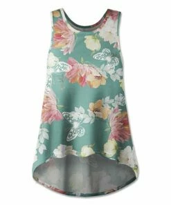 Best reviews of 👍 UDEAR Light Green & Pink Floral Butterfly Hi-Low Sleeveless Top - 👩 Women 💯