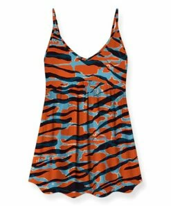 Promo 🤩 UDEAR Orange & Blue Abstract Empire-Waist Tank - Plus 🔔