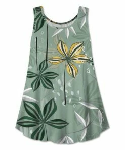 Best reviews of 🌟 UDEAR Green & Yellow Leaves Scoop Neck Swing Tank - Plus 💯