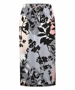 Top 10 ✨ UDEAR Black & Light Gray Floral Side-Split 👗 Skirt - 👩 Women ✔️