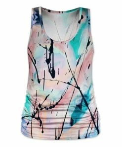 Hot Sale ✨ UDEAR Pink & Black Abstract Ruched Scoop Neck Tank - Plus 😀