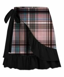 Deals 😀 UDEAR Pink & Black Plaid Abstract Ruffle-Trim Wrap 👗 Skirt - 👩 Women ❤️