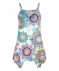 Cheapest ❤️ UDEAR Light Blue & White Abstract V-Neck Handkerchief Tank - Plus 🧨