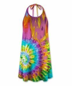 Deals 👍 UDEAR Turquoise & Yellow Abstract Halter 👗 Dress - Plus ⭐