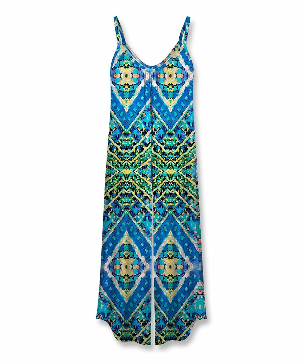 Flash Sale ๐ UDEAR Yellow & Blue Abstract Geometric Sleeveless Jumpsuit - ๐ฉ Women ๐ - Image 2