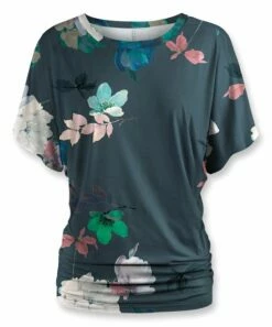 Brand new 🔔 UDEAR Blackish Green & Pink Floral Leaves Dolman Top - 👩 Women 🔥