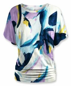 Cheap 👍 UDEAR White & Yellow Abstract Dolman Top - Plus 🎉