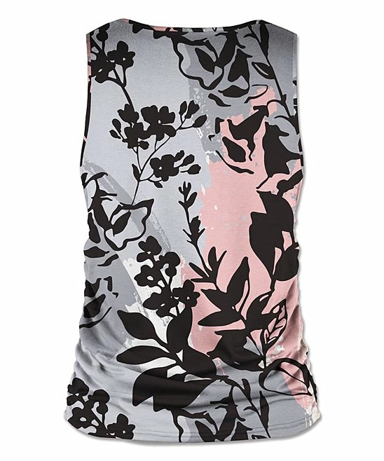 Cheap ๐ UDEAR Black & Pink Floral Ruched V-Neck Tank - ๐ฉ Women โจ - Image 2
