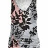 Cheap 👏 UDEAR Black & Pink Floral Ruched V-Neck Tank - 👩 Women ✨