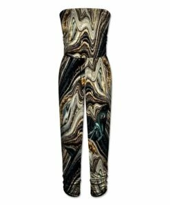 Buy ๐ UDEAR Black & Gold Marbled Strapless Jumpsuit - Plus โ๏ธ