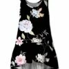 Best deal ✔️ UDEAR Black & White Floral Ruffle-Hem Sleeveless Top - 👩 Women 🤩