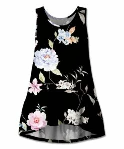 Best deal โ๏ธ UDEAR Black & White Floral Ruffle-Hem Sleeveless Top - ๐ฉ Women ๐คฉ