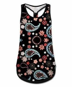 Best Pirce 😀 UDEAR Black & Orange Paisley Scoop Neck Racerback Tank - Plus 🎁