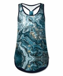 Wholesale 🛒 UDEAR Blue & Gold Abstract Swirl Scoop Neck Racerback Tank - Plus 👏
