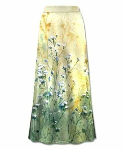 Cheap 🎁 UDEAR Yellow & Green Floral Maxi 👗 Skirt - 👩 Women ✨