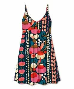Deals 🛒 UDEAR Orange & Red Floral Abstract Empire-Waist Sleeveless Tunic 👗 Dress - 👩 Women 🛒