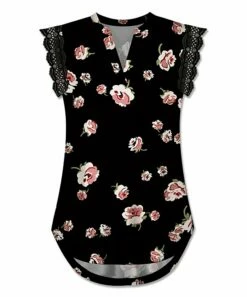 New 🤩 UDEAR Black & Pink Floral Lace-Trim Sleeveless Top - Plus 🧨