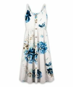 Top 10 🛒 UDEAR White & Blue Floral Button-Front Sleeveless 👗 Dress - Plus ⭐