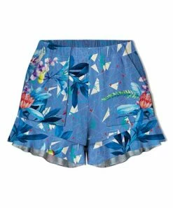 Hot Sale ⭐ UDEAR Blue & Purple Floral Pocket Ruffle-Hem Shorts - Plus 👍