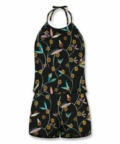 Budget 🔔 UDEAR Earth Yellow & Pink Leaf Halter Romper - Plus 👏