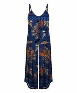 Best Pirce 👍 UDEAR Black & Orange Floral V-Neck Sleeveless Jumpsuit - 👩 Women 😍