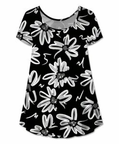 Cheapest โ UDEAR Black & White Abstract Short-Sleeve Swing Top - Plus ๐