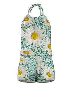 Budget ๐ UDEAR White & Yellow Daisy Halter Romper - Plus ๐