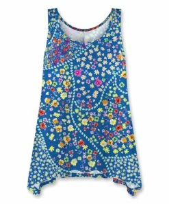 Best reviews of ✔️ UDEAR Blue & Yellow Floral Sidetail Tunic Tank - Plus 👍