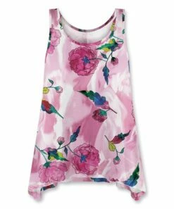 Cheapest ✨ UDEAR Green & Pink Floral Sidetail Tunic Tank - 👩 Women 😉