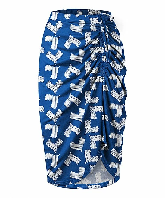 Best reviews of 👏 UDEAR White & Blue Abstract Side-Gathered Pencil 👗 Skirt - 👩 Women 😉