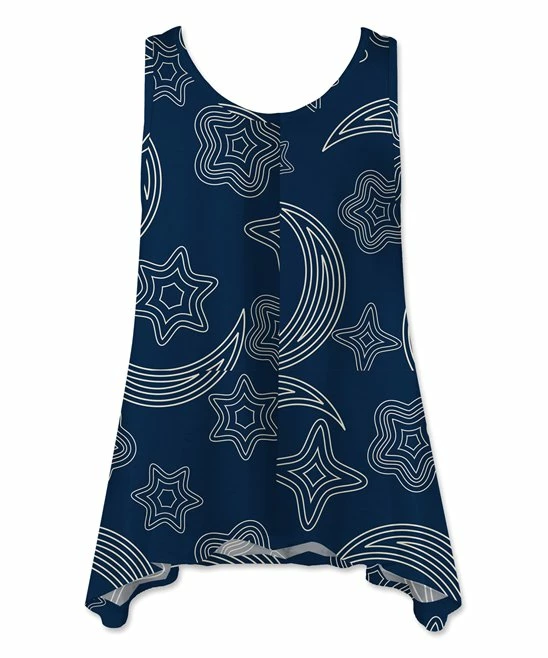 Budget ๐ UDEAR White & Navy Celestial Sidetail Tunic Tank - Plus ๐ฏ - Image 2