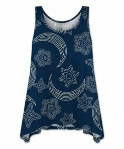 Budget 🔔 UDEAR White & Navy Celestial Sidetail Tunic Tank - Plus 💯