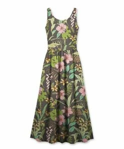 Deals ⌛ UDEAR Light Coffee & Green Floral A-Line Maxi 👗 Dress - Plus 🔥