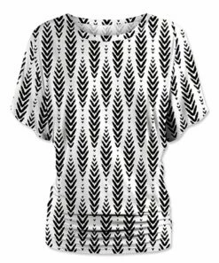 Best Pirce 🔔 UDEAR Black & White Abstract Ruched-Hem Dolman Top - 👩 Women 😍