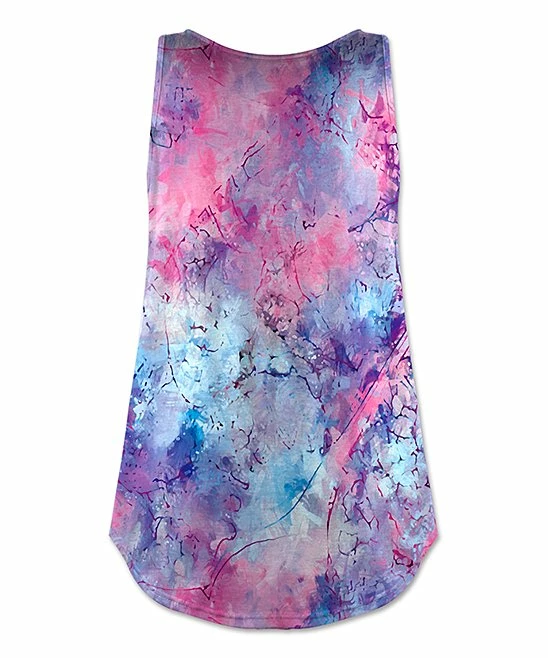 Outlet ๐คฉ UDEAR Pink & Blue Abstract Pleat-Detail Swing Tank - Plus ๐ - Image 2