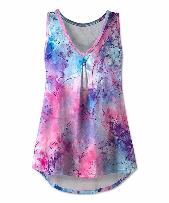 Outlet ๐คฉ UDEAR Pink & Blue Abstract Pleat-Detail Swing Tank - Plus ๐